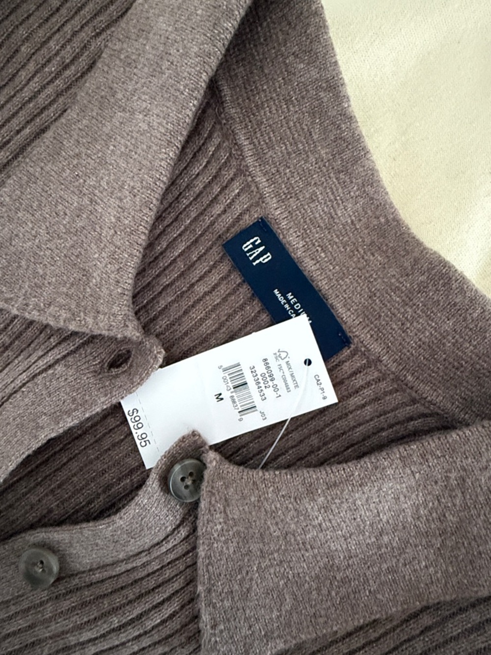 GAP Taupe Button-Front Collared Knit Midi Dress NWT - Picture 6 of 6